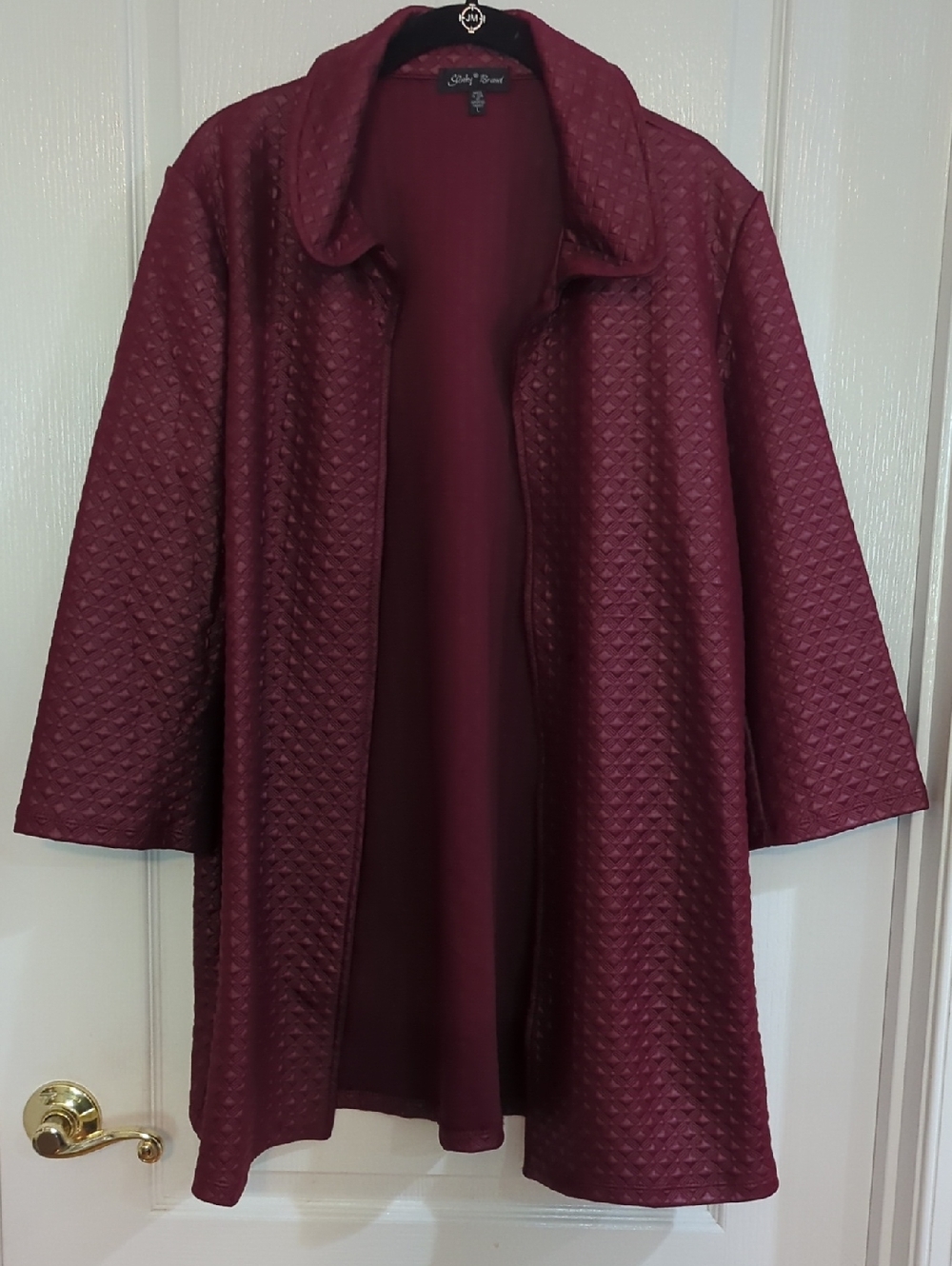 NWOT Slinky Brand Textured Burgundy Coat Sz L